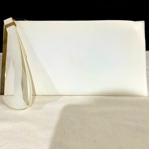 White with gold trim Wrist Purse